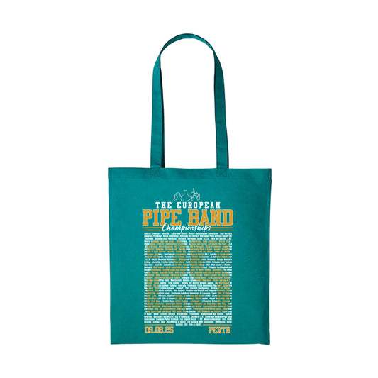 European Pipe Band Championships Cotton Shopper with participating band names | Jade Green | RSPBA