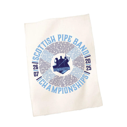 Scottish Pipe Band Championships Tea Towel with participating band names | White | RSPBA