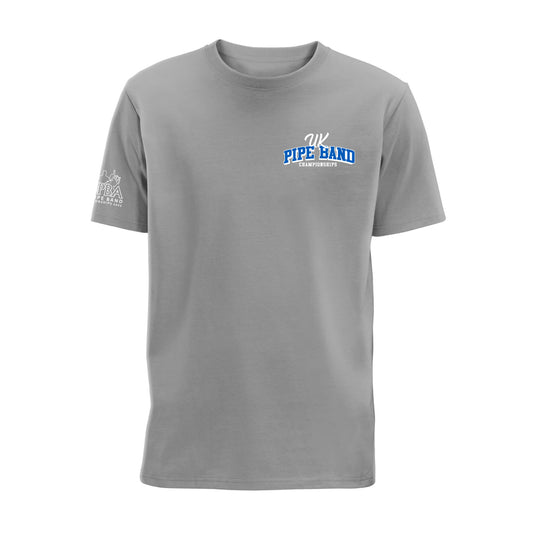 Front view UK Pipe Band Championships T-Shirt | Grey | RSPBA