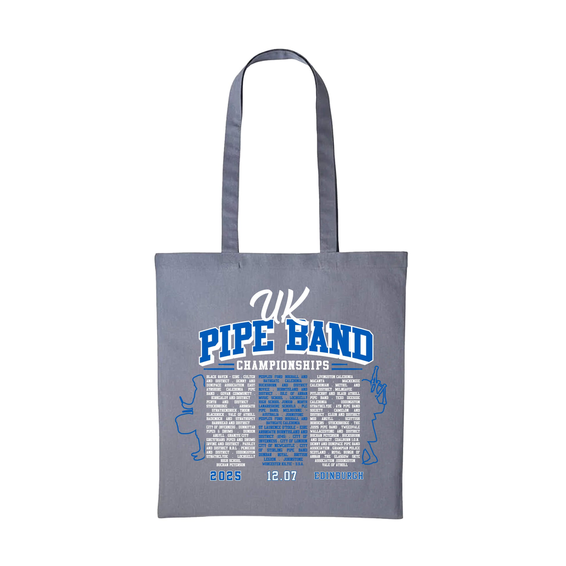UK Pipe Band Championships Cotton Shopper with participating band names | Grey | RSPBA
