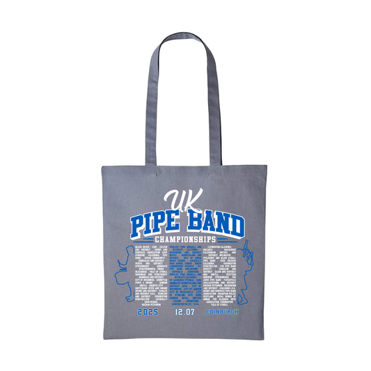 UK Pipe Band Championships Cotton Shopper with participating band names | Grey | RSPBA