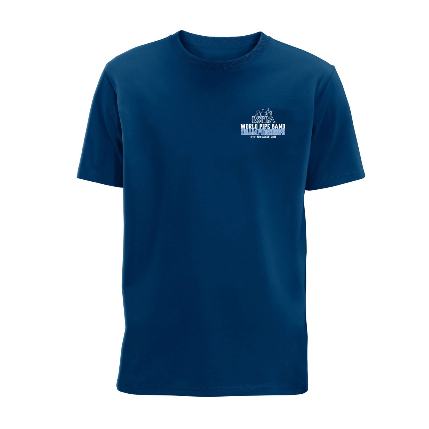 Front view of 2025 World Pipe Band Championships T-Shirt - RSPBA Store