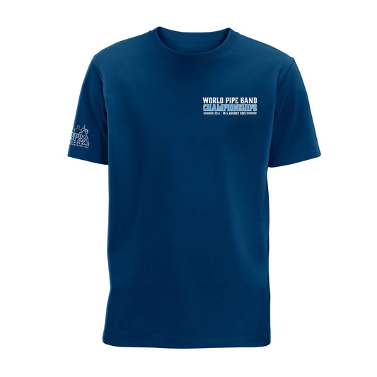 Front view of 2025 World Pipe Band Championships T-Shirt - RSPBA Store