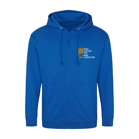 2024 The World Pipe Band Championships Bands Zipped Hoodie - Royal Blue - Front