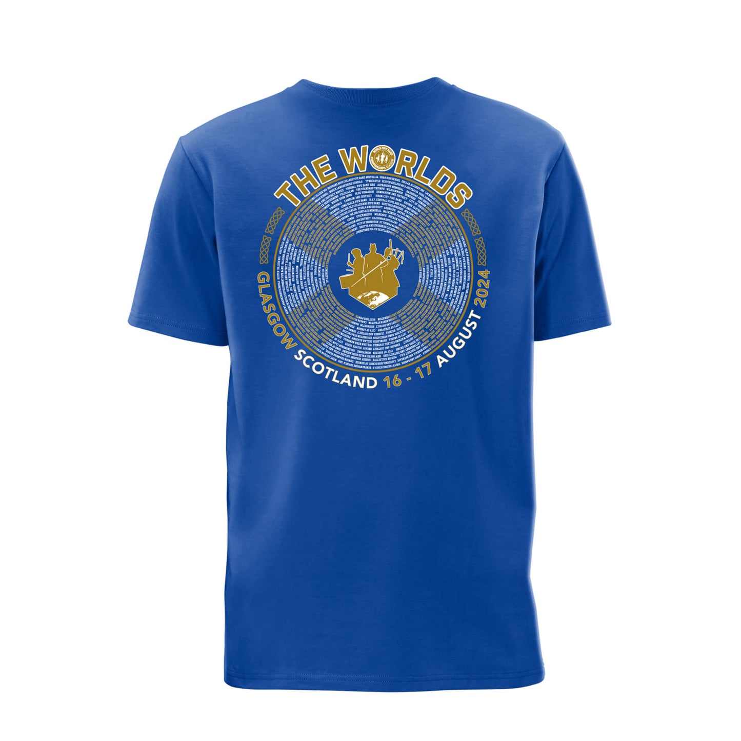 2024 The World Pipe Band Championships Bands T-Shirt - Royal Blue - Back View