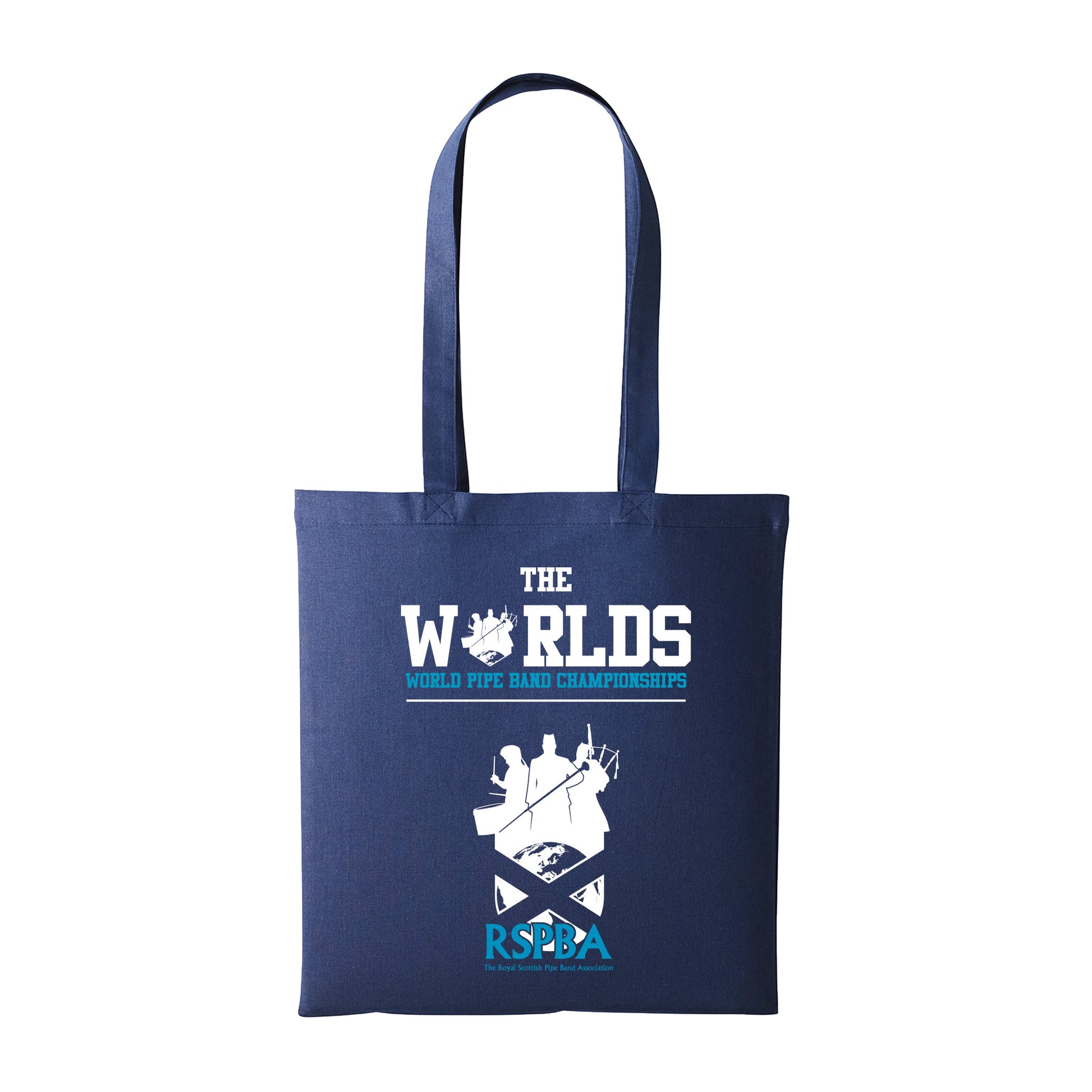Navy The Worlds cotton shopper with RSPBA logo