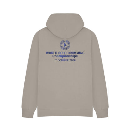 Front View of Stone World Solo Drumming Championship Hoodie with logo, event and date.
