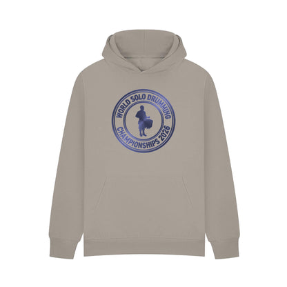 Front View of Stone World Solo Drumming Championship Hoodie with logo.